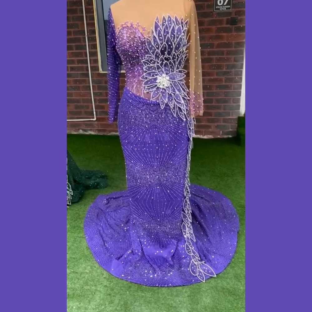 Elegant Purple Corset Mermaid Evening Gown